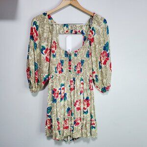 FREE PEOPLE Endless Summer Picnic Mini Dress Ruffle Smocked Floral Women's Small